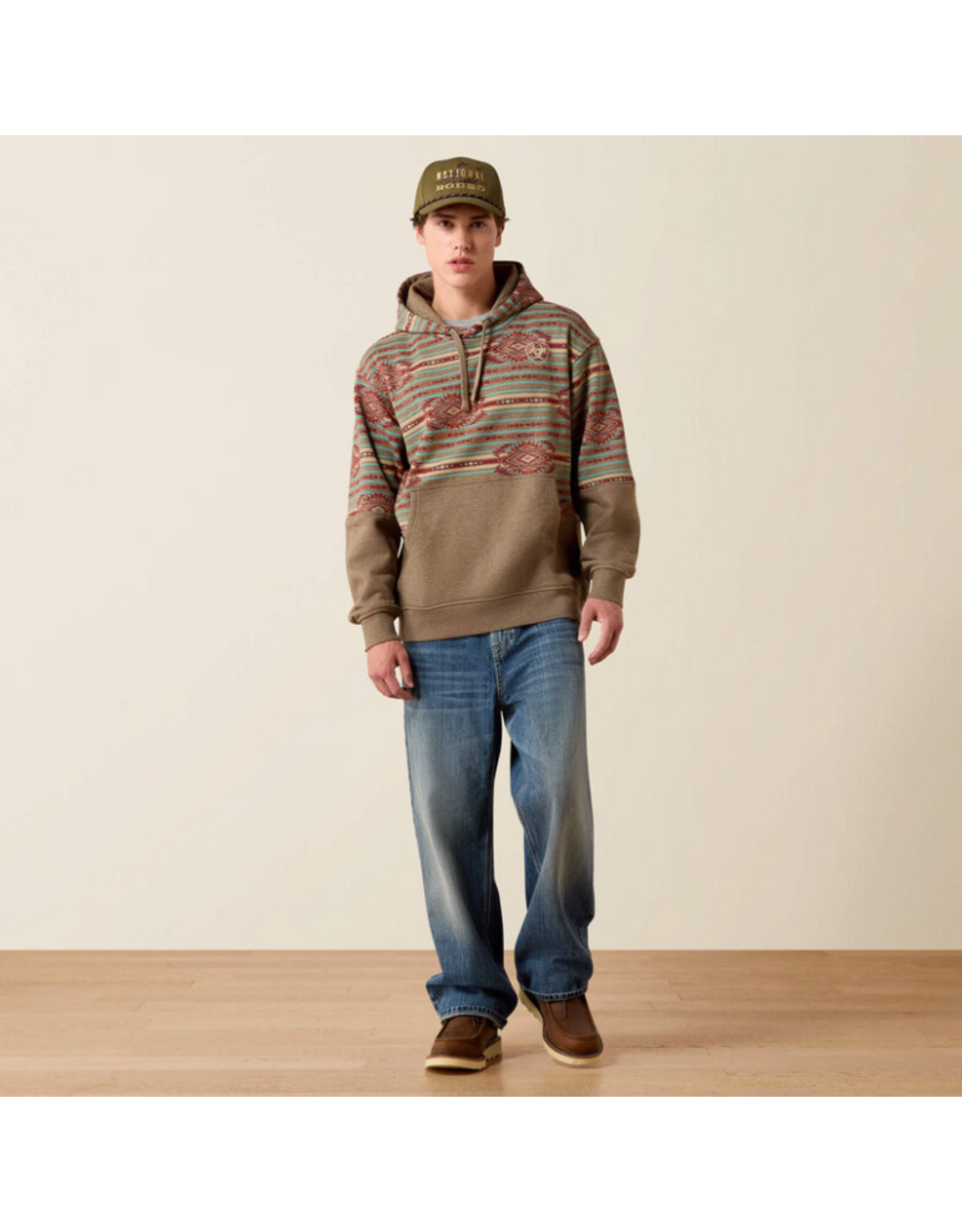 HOODIE MENS ARIAT COLOR BLOCK DRK BRNDL