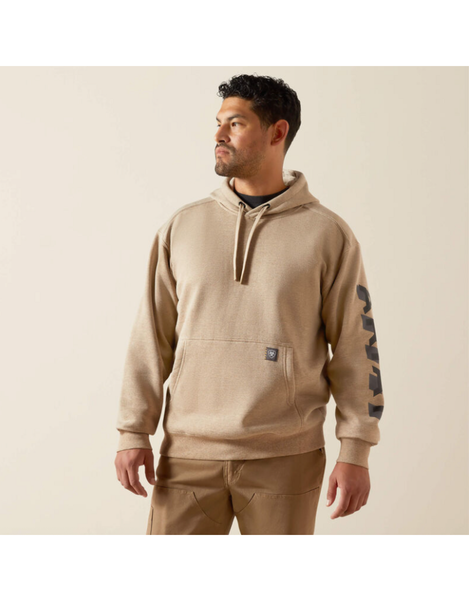 HOODIE MNS ARIAT REBAR OATMEAL LOGO