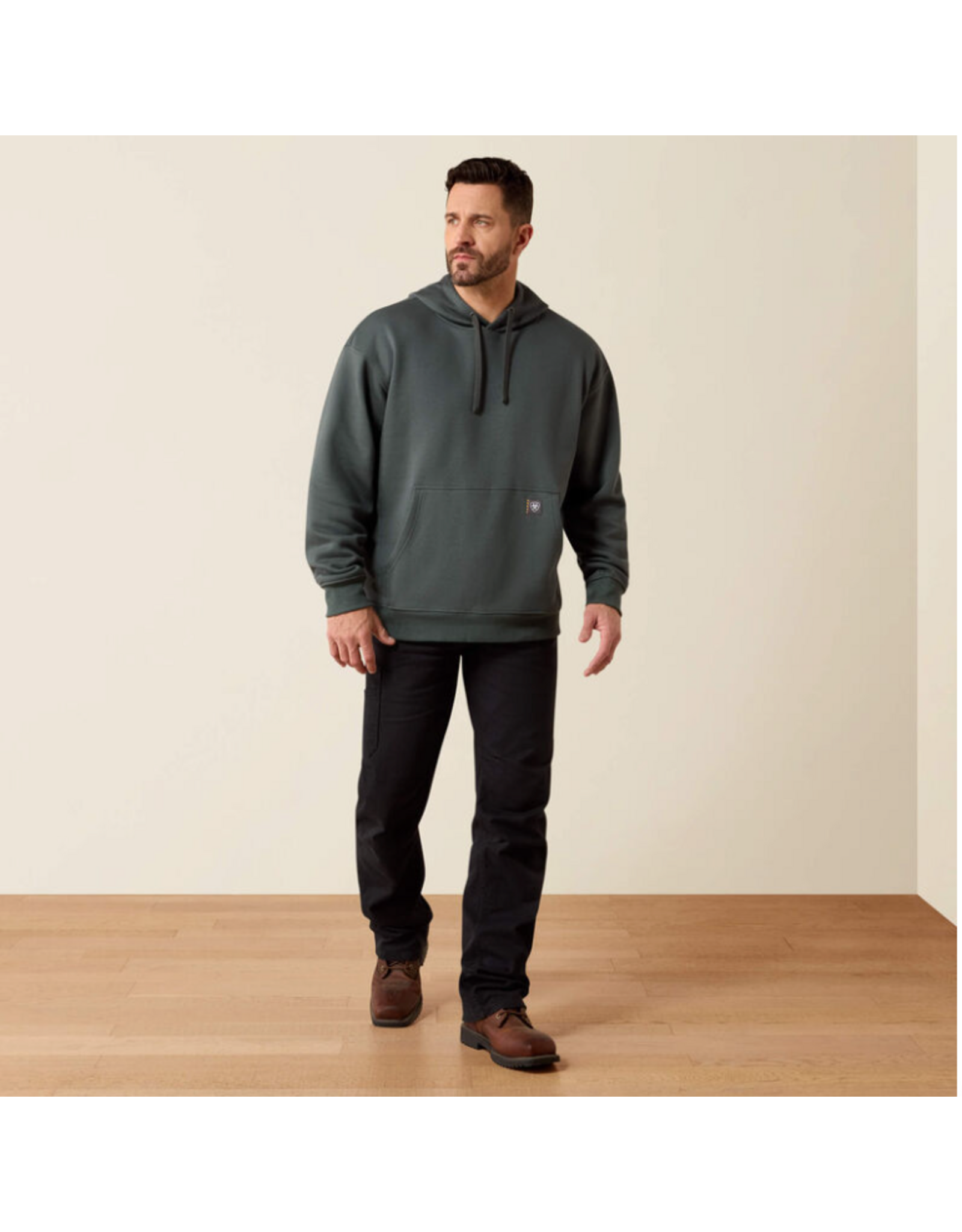 HOODIE MNS ARIAT REBAR WORKMAN STEEL GREEN