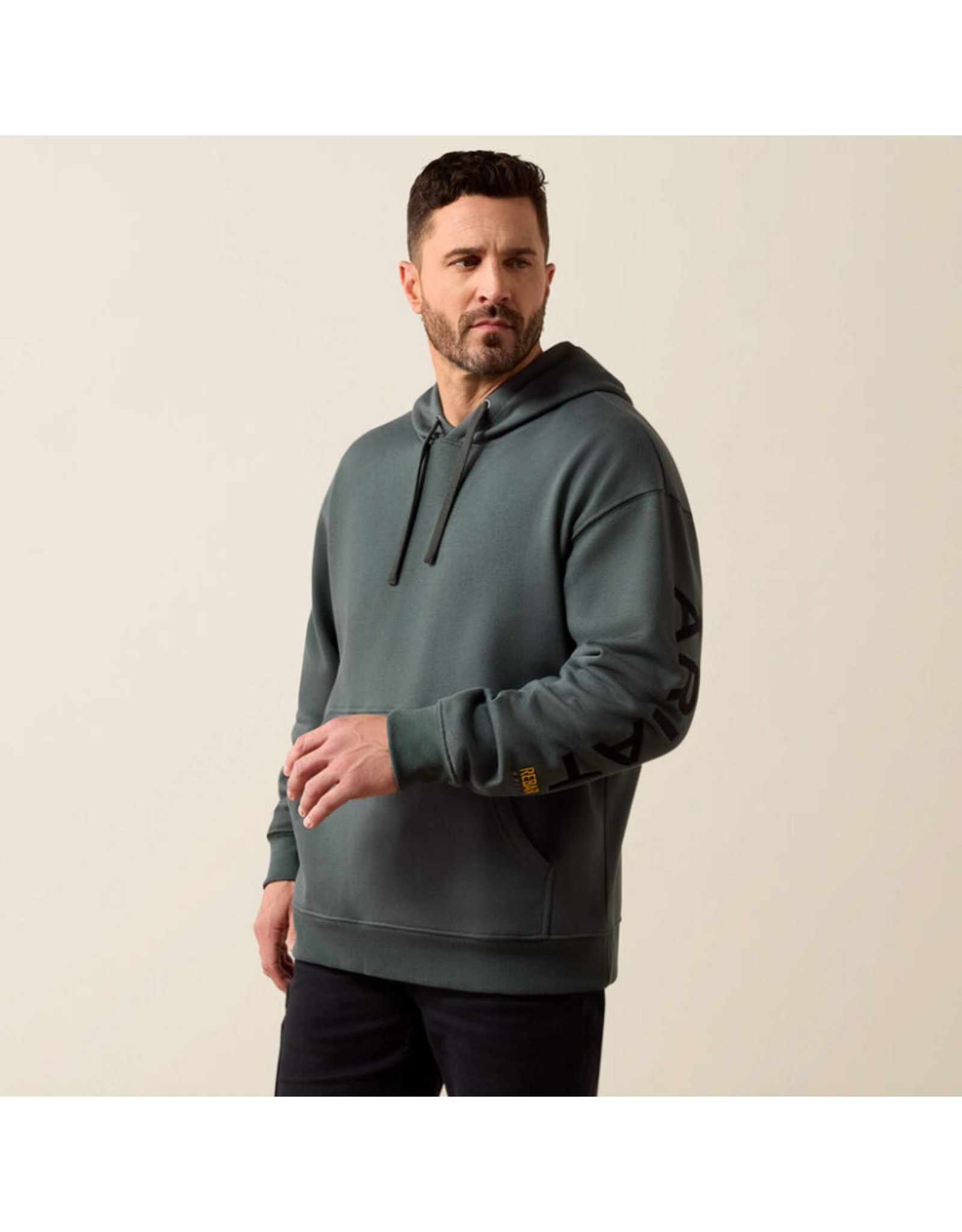 HOODIE MNS ARIAT REBAR WORKMAN STEEL GREEN