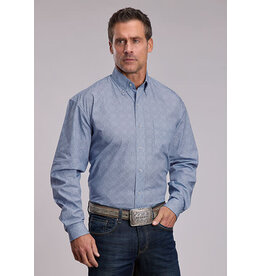 SHIRT MNS STETSON STEEL BLUE FILIGREE