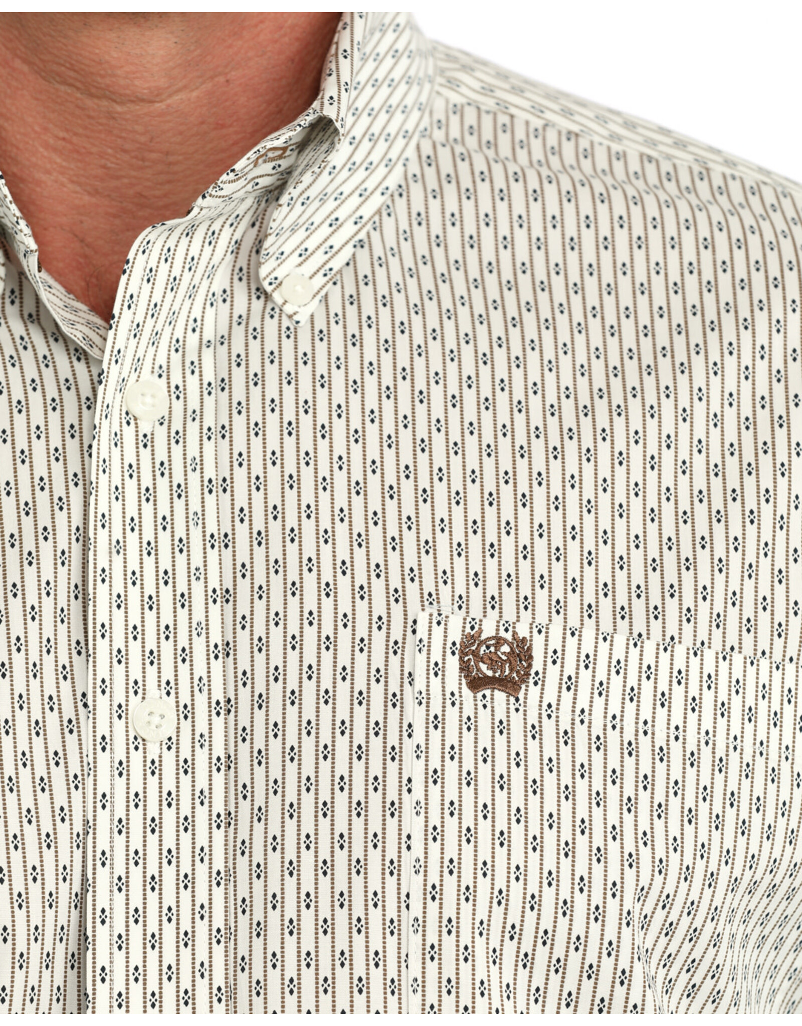 SHIRT MNS CINCH LS CREAM GEO PRINT