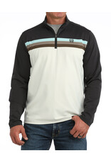 SWEATER MNS CINCH 1/4 ZIP GRAY CREAM STRIPE