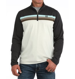 SWEATER MNS CINCH 1/4 ZIP GRAY CREAM STRIPE