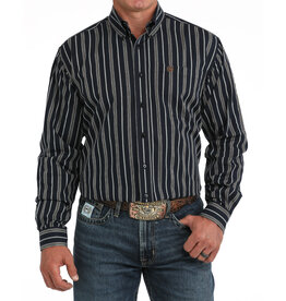 SHIRT MNS CINCH NAVY BROWN WHITE STRIPE