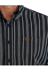 SHIRT MNS CINCH NAVY BROWN WHITE STRIPE