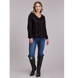 BLOUSE WMS ROPER BLACK CHALLIS PEASANT LS