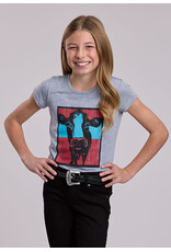 TSHIRT GIRLS ROPER SS GRAY WITH COW