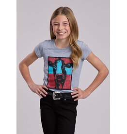 TSHIRT GIRLS ROPER SS GRAY WITH COW