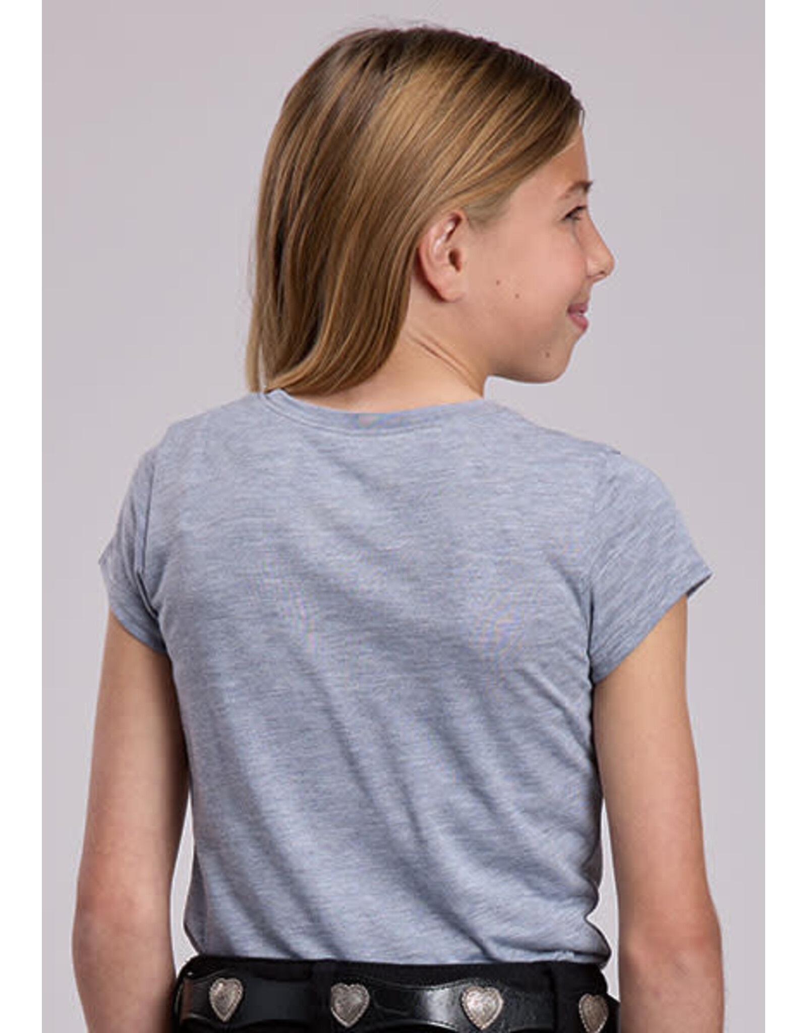TSHIRT GIRLS ROPER SS GRAY WITH COW