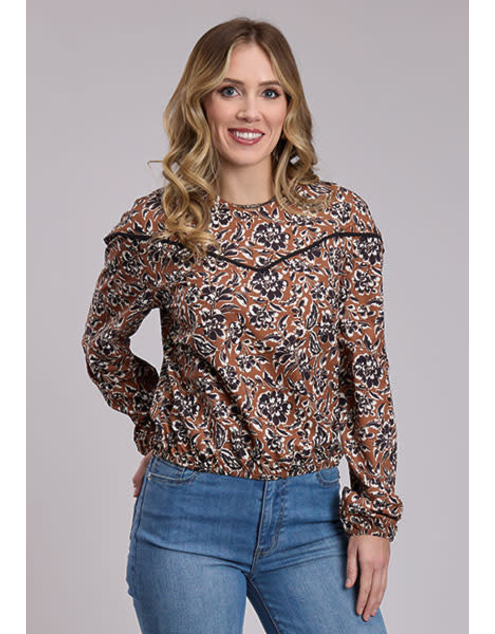 BLOUSE WMS ROPER POLY CREPE WALLPAPER FLORAL
