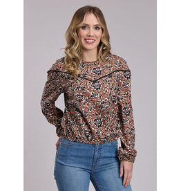 BLOUSE WMS ROPER POLY CREPE WALLPAPER FLORAL