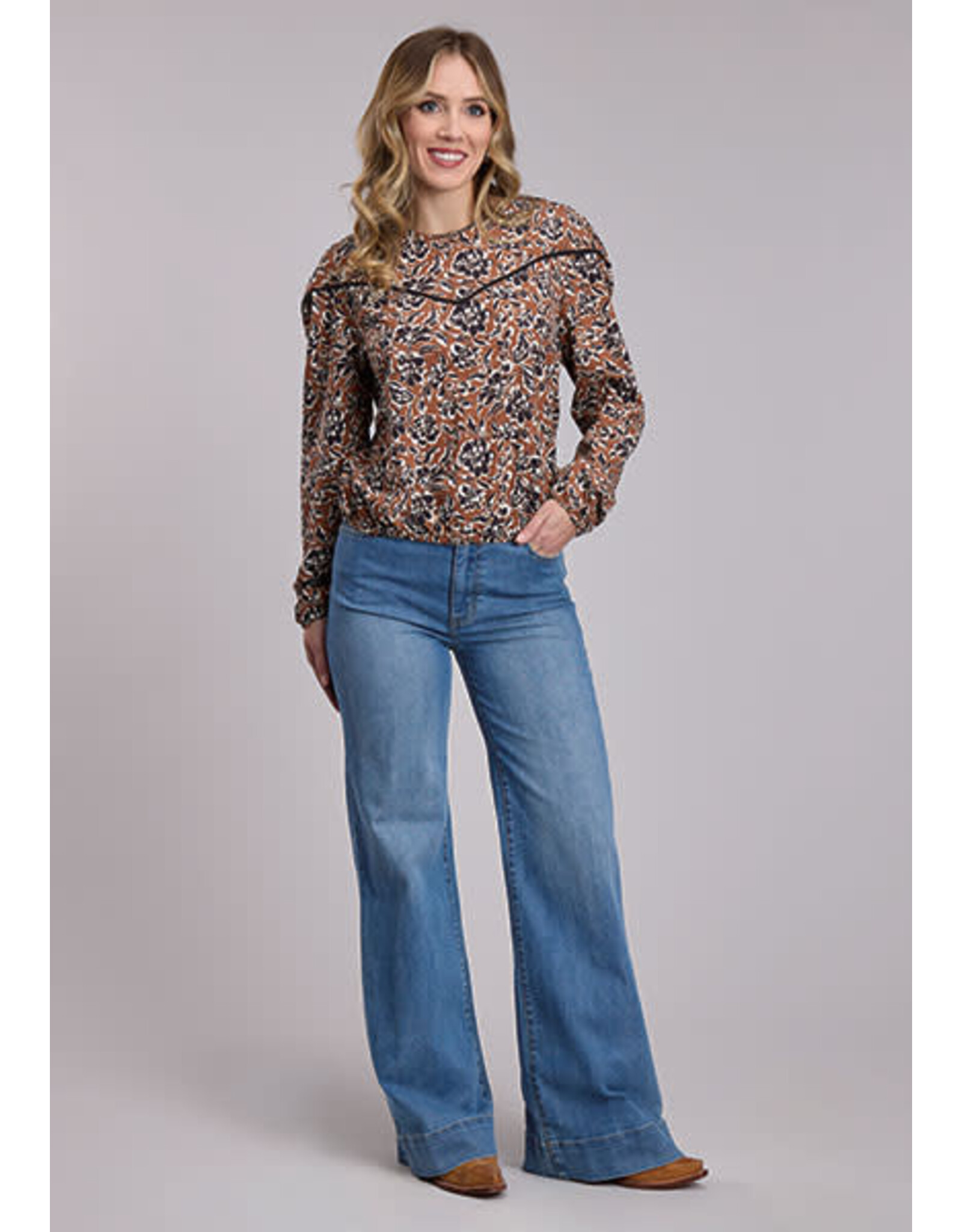 BLOUSE WMS ROPER POLY CREPE WALLPAPER FLORAL
