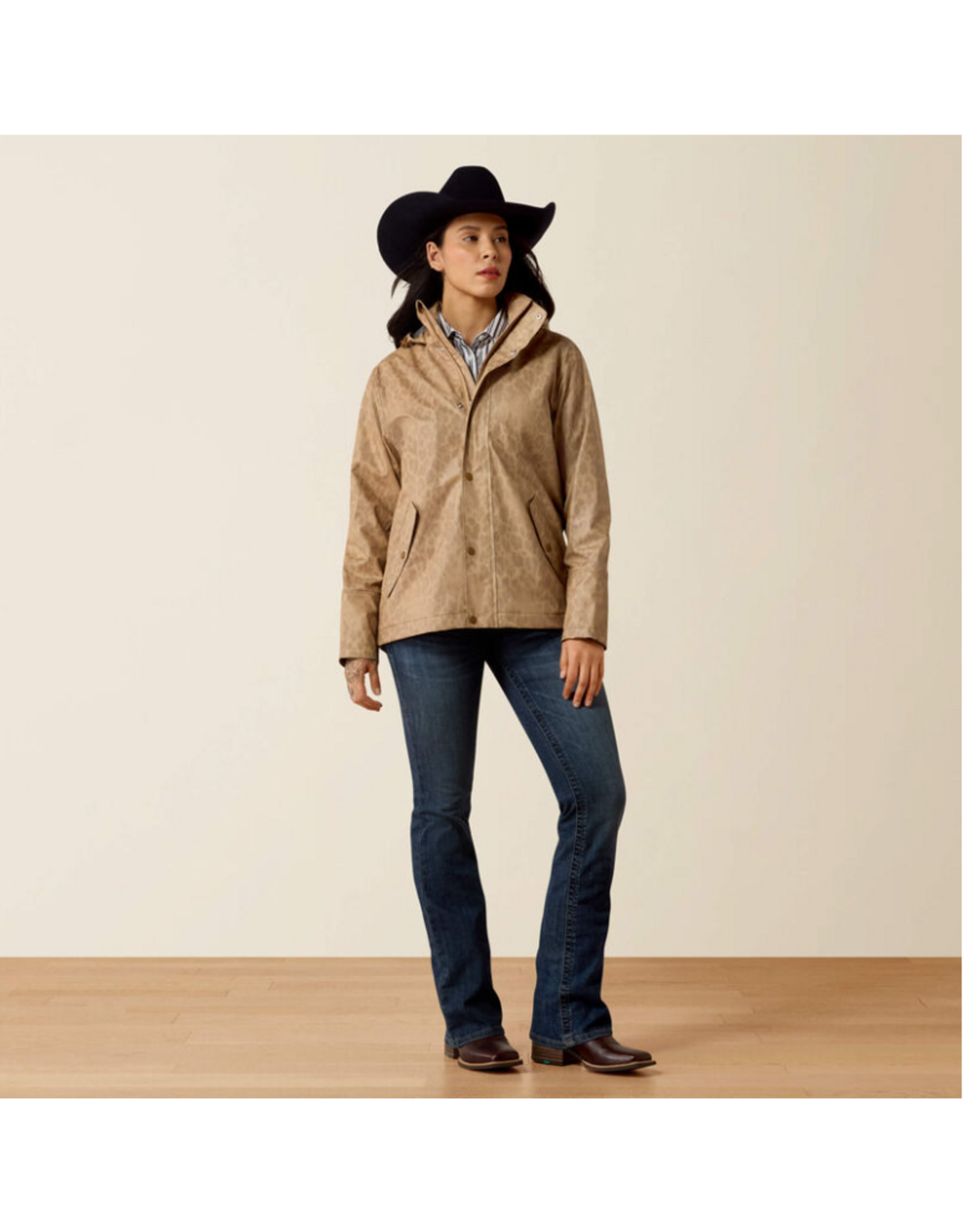 DRIZZLE RAIN COAT WMS ARIAT FADED LEOPARD