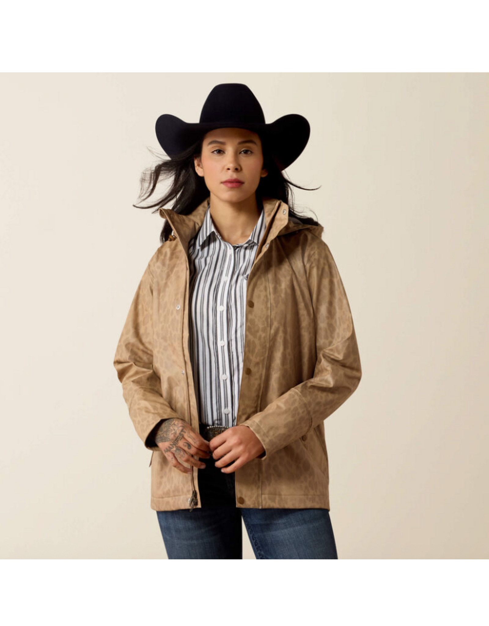 DRIZZLE RAIN COAT WMS ARIAT FADED LEOPARD