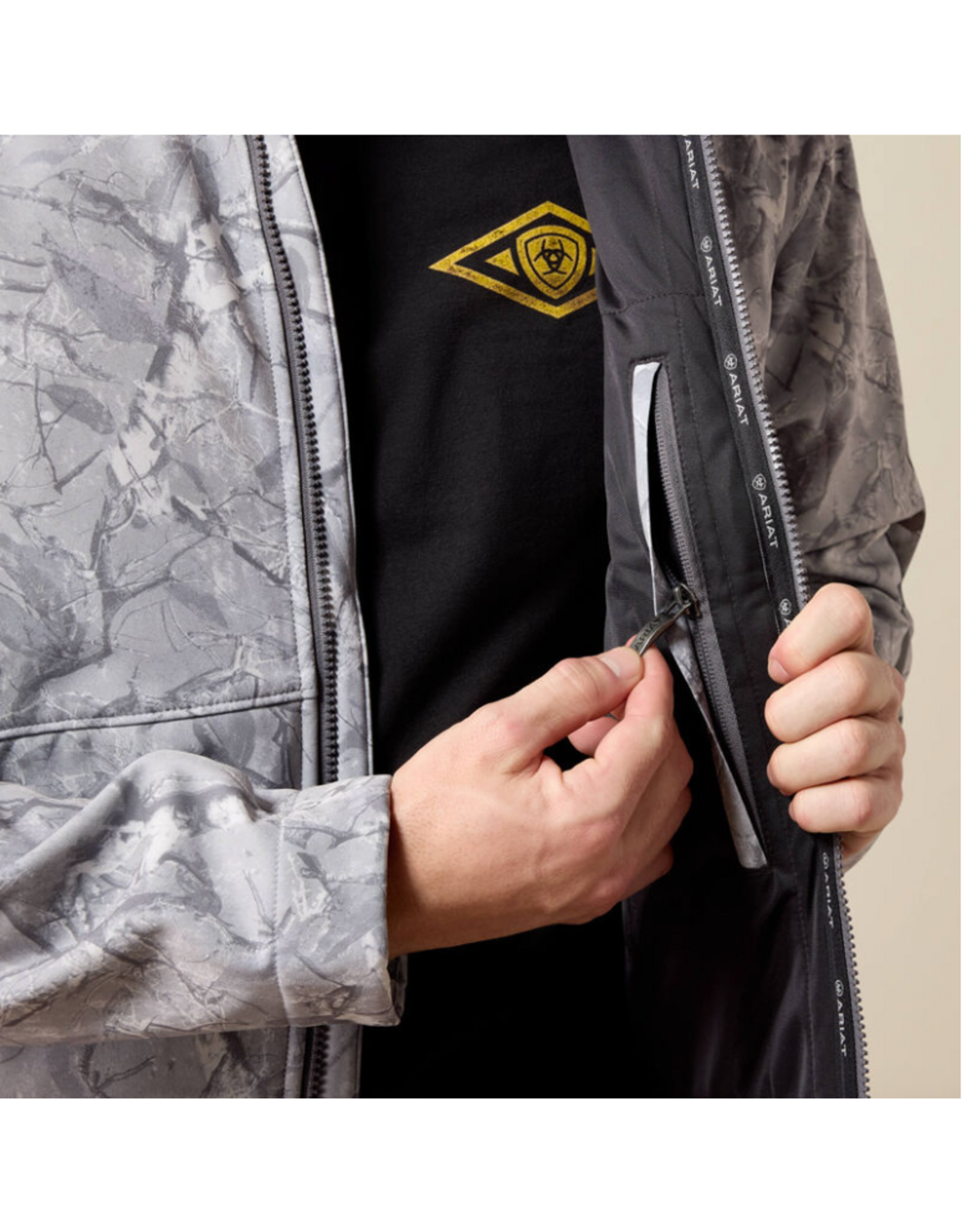 JACKET MNS ARIAT SOFTSHELL GREY CAMO PRINT