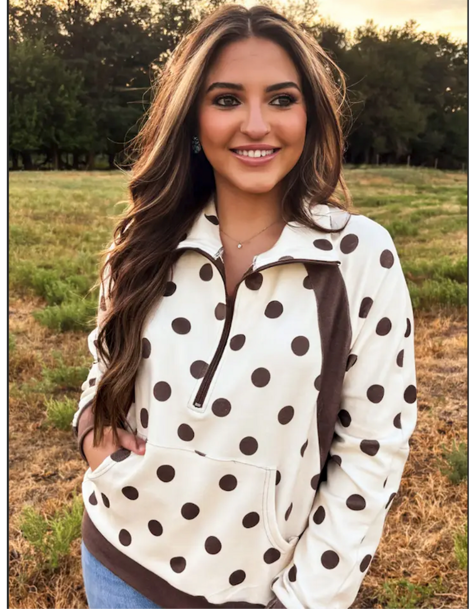 PULLOVER WMS COCOA DOT