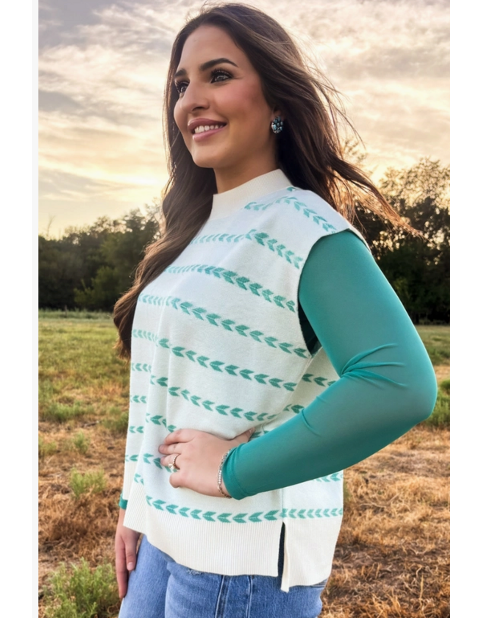 SWEATER VEST WMS TURQUOISE TAILS