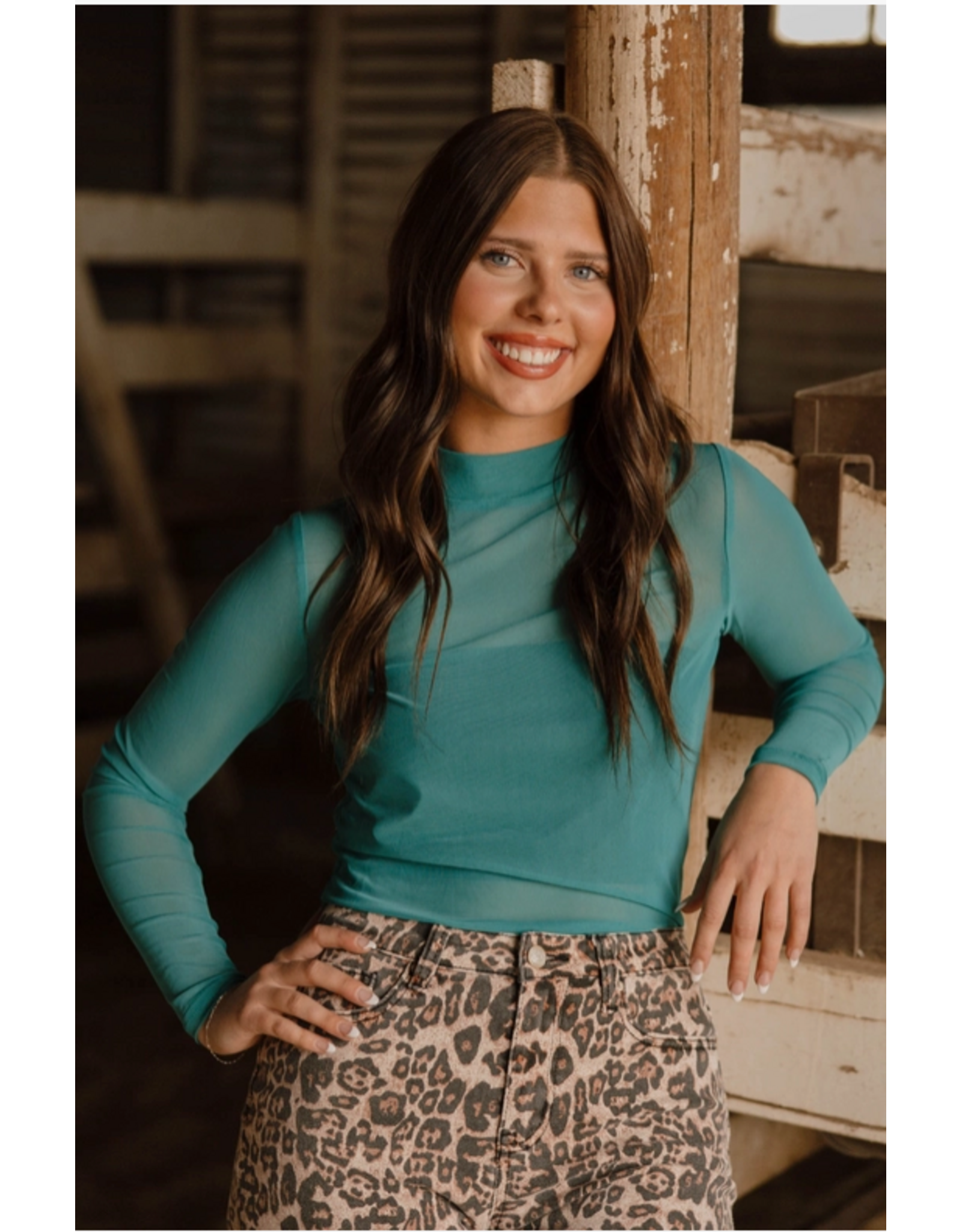 MESH SHIRT WOMENS TURQUOISE