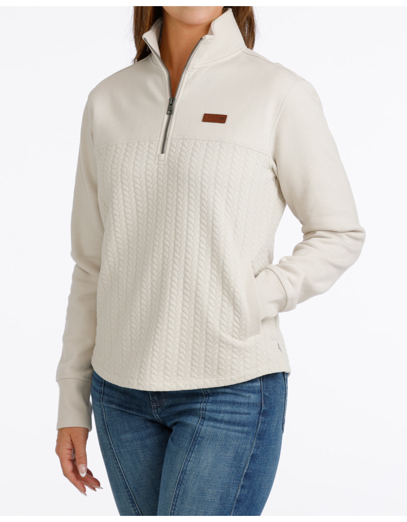 CINCH PULLOVER WMS CINCH 1/4 ZIP CREAM TEXTURED
