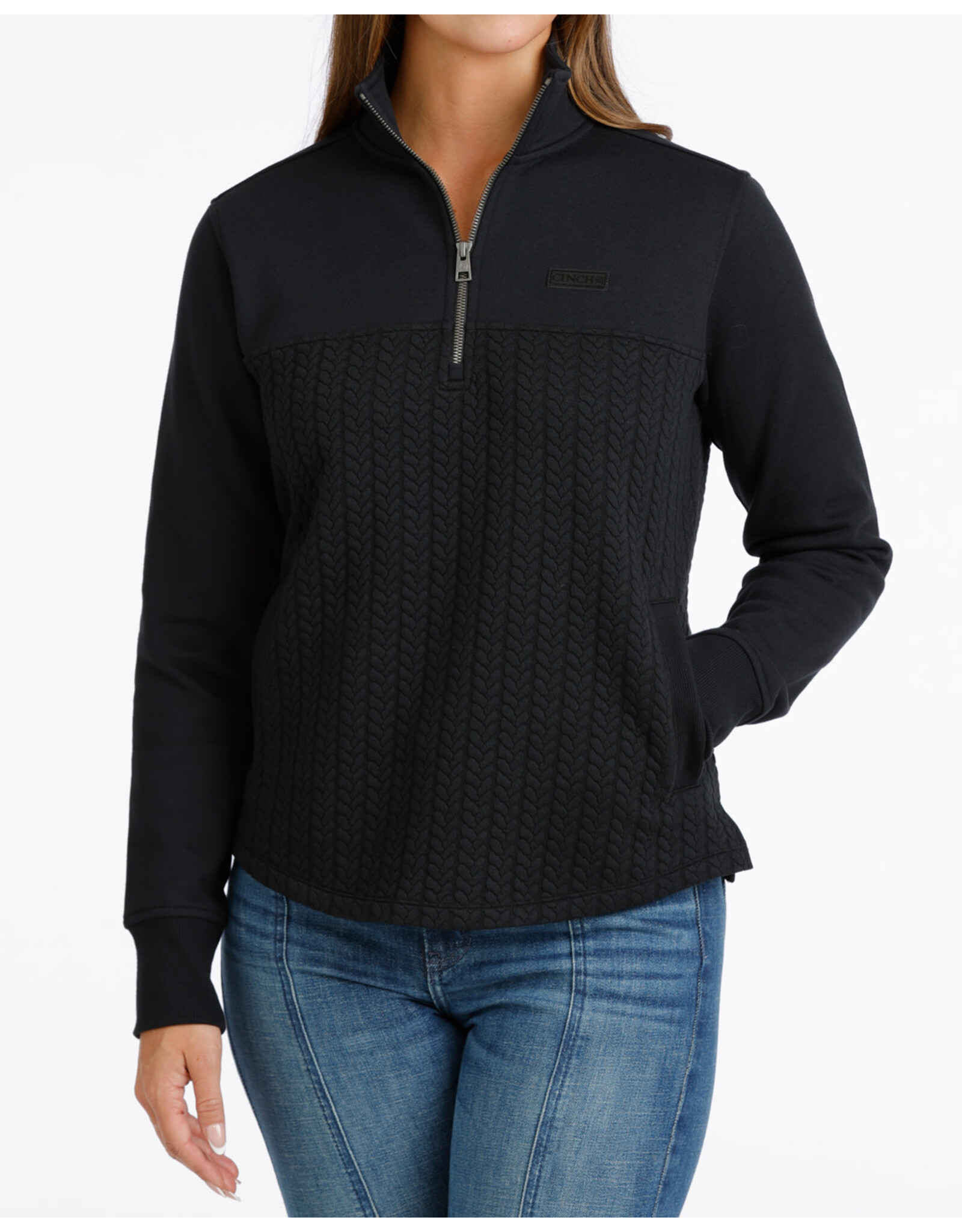CINCH PULLOVER WMS CINCH 1/4 ZIP BLACK TEXTURED