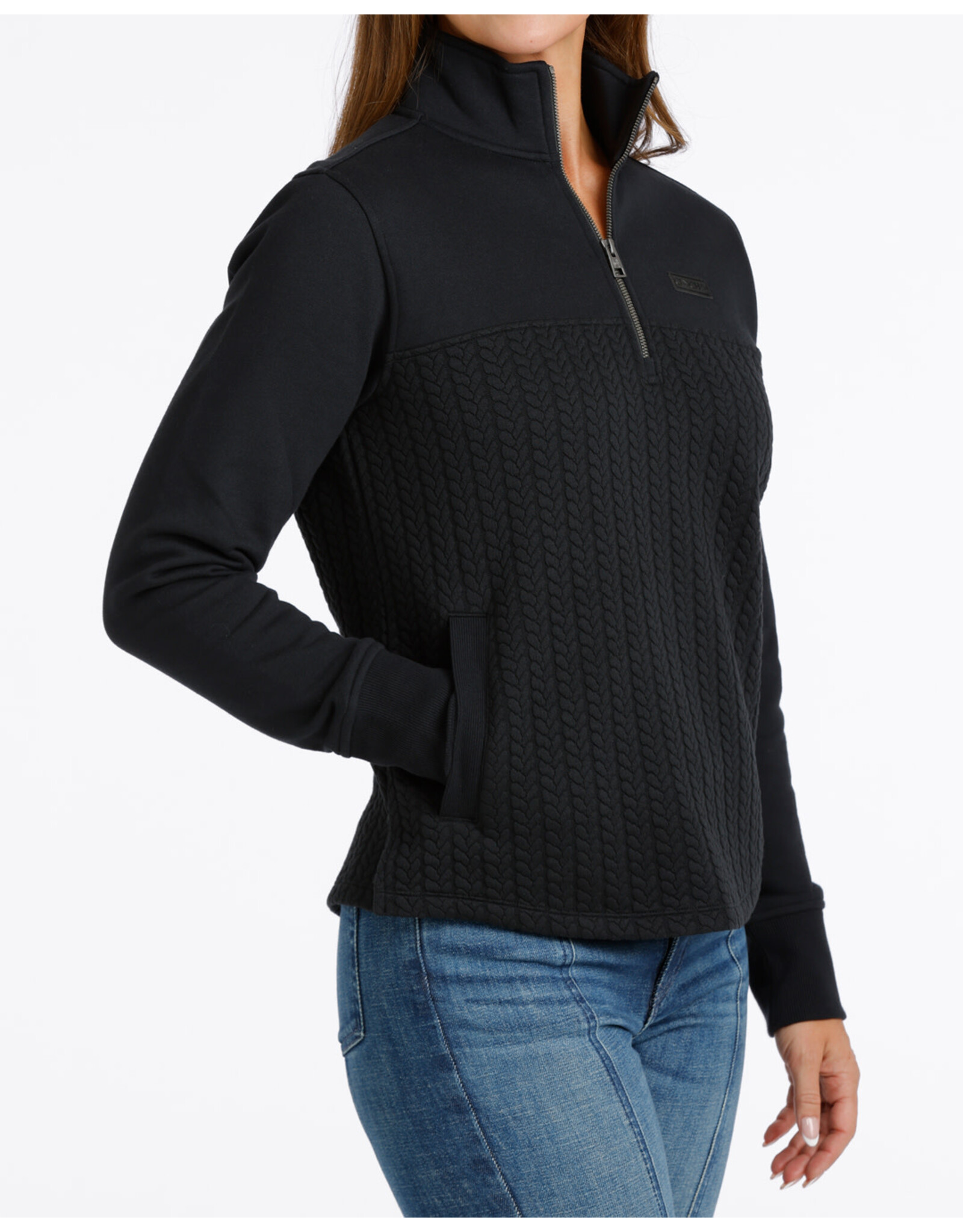 CINCH PULLOVER WMS CINCH 1/4 ZIP BLACK TEXTURED