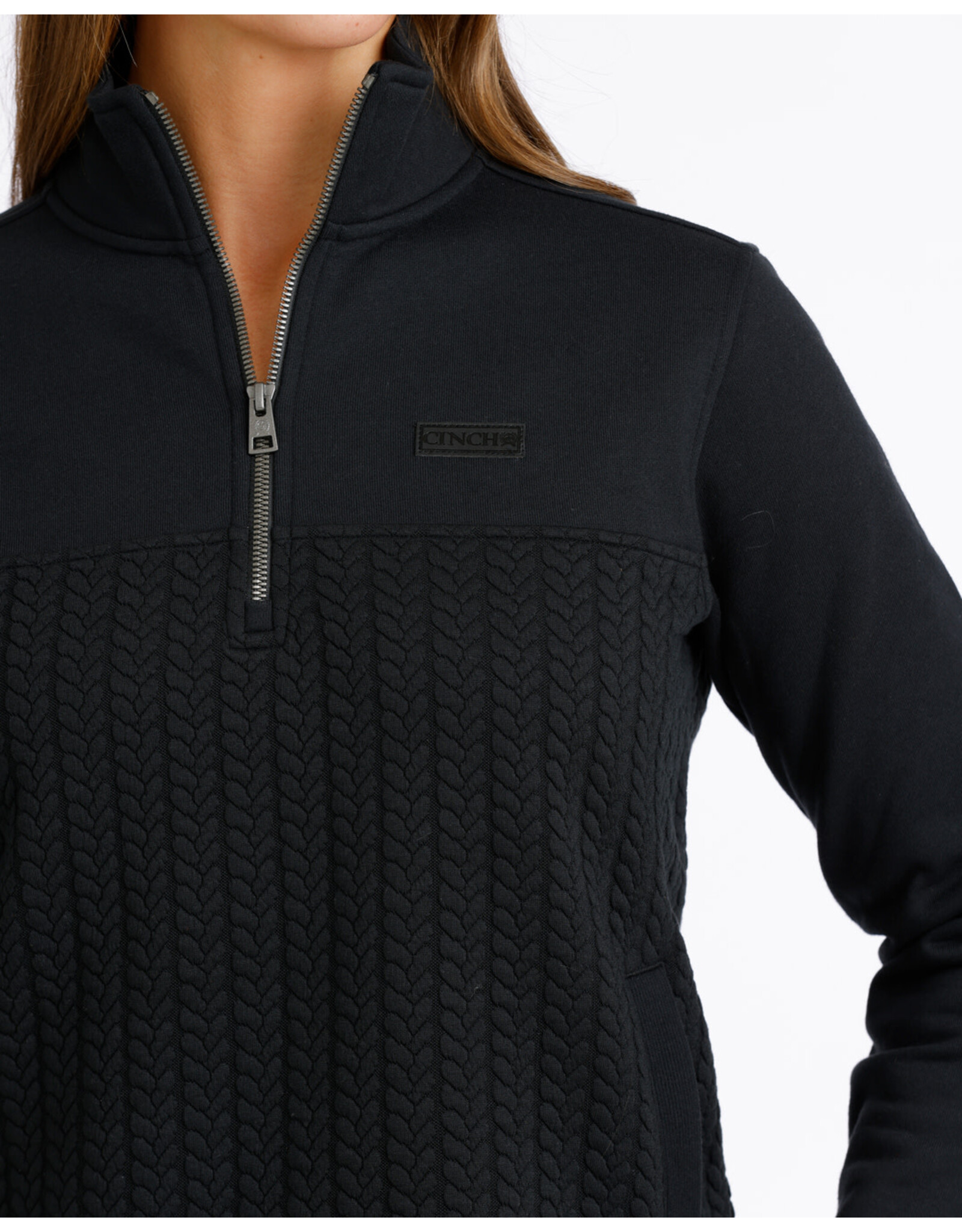 CINCH PULLOVER WMS CINCH 1/4 ZIP BLACK TEXTURED