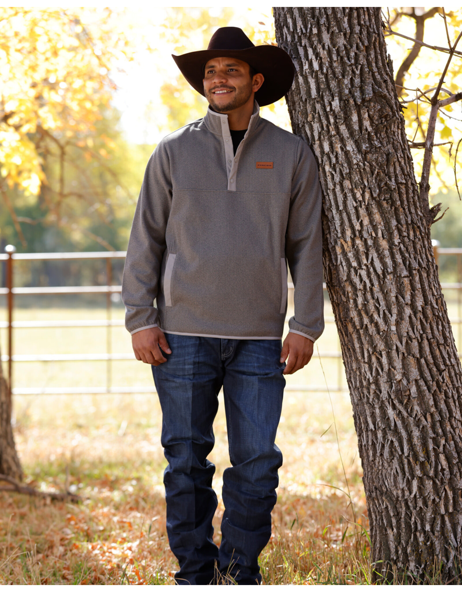 CINCH PULLOVER CINCH MENS GRAY 1/2 ZIP