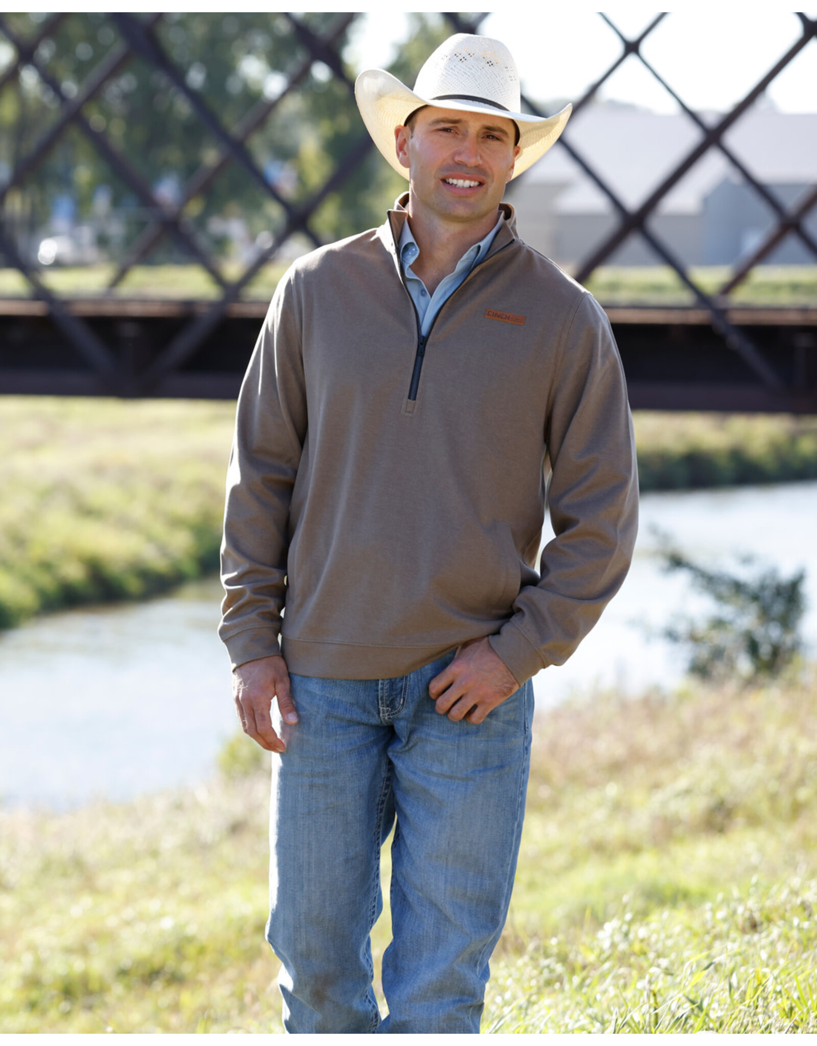 CINCH PULLOVER MNS CINCH 1/2 ZIP BROWN
