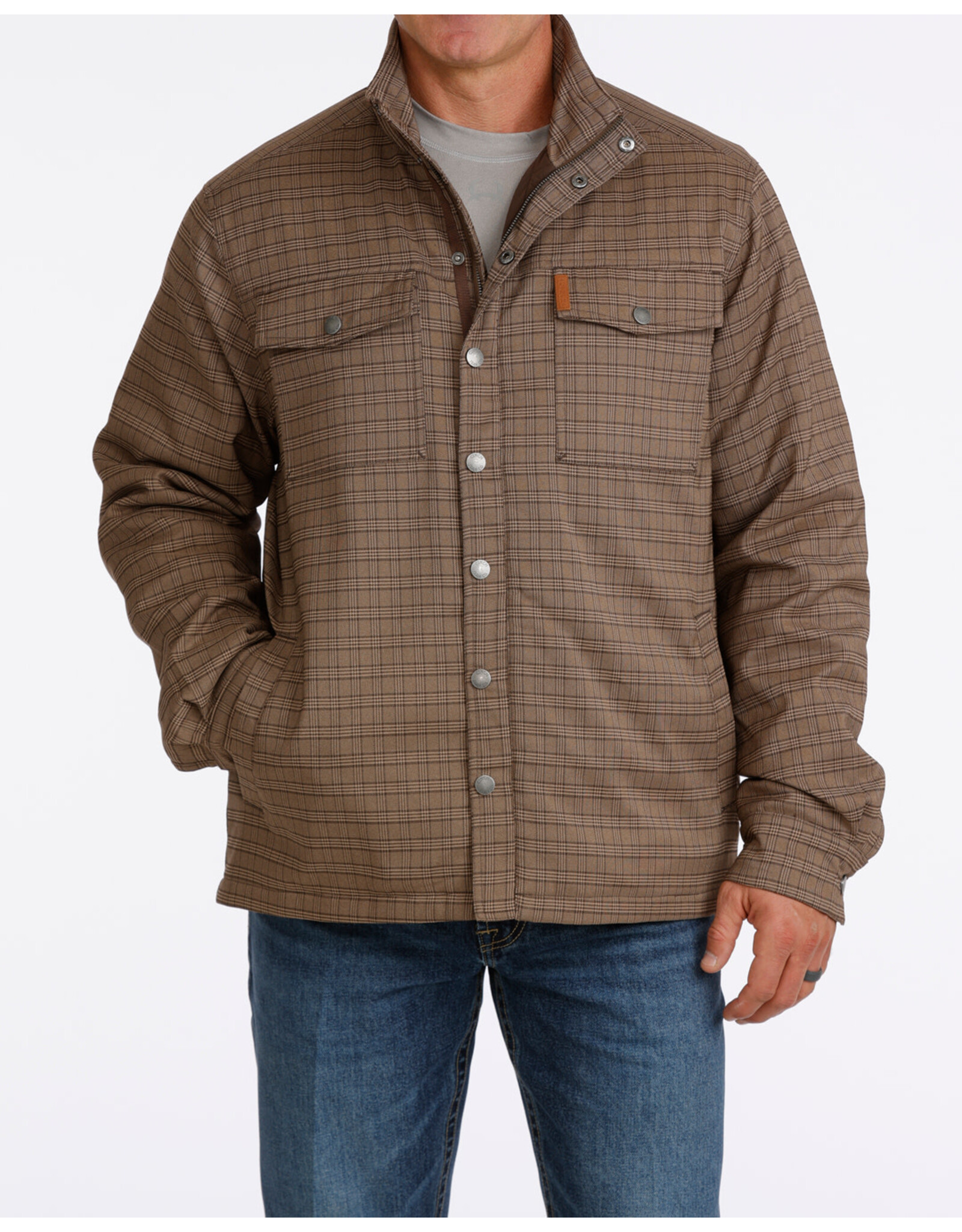 CINCH SHIRT JACKET MNS CINCH BROWN PLAID CC