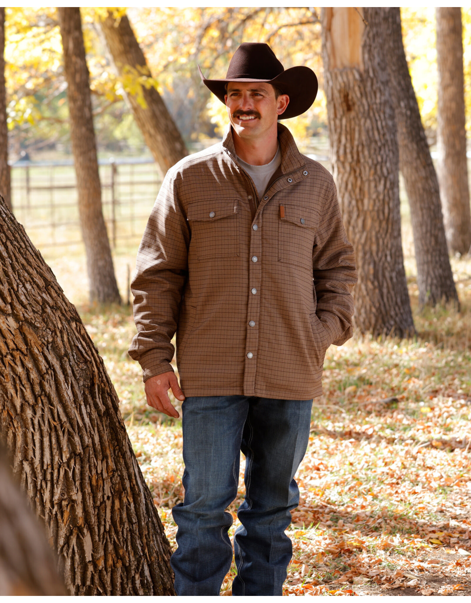 CINCH SHIRT JACKET MNS CINCH BROWN PLAID CC