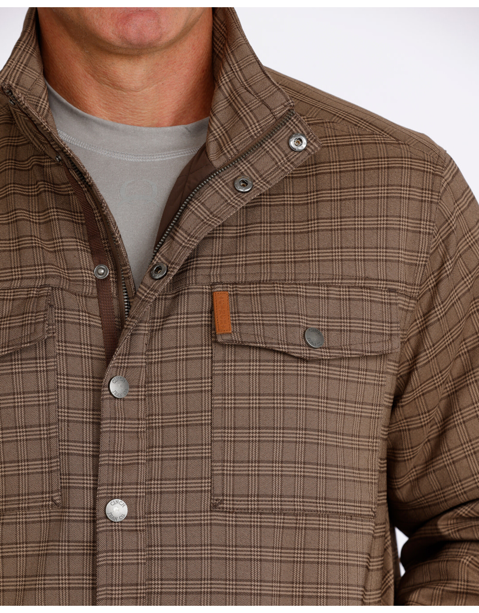 CINCH SHIRT JACKET MNS CINCH BROWN PLAID CC