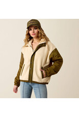 ARIAT JACKET WMS ARIAT SHERPA BLOCKED PARCHMENT MOSS GREEN