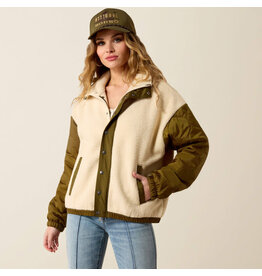 ARIAT JACKET WMS ARIAT SHERPA BLOCKED PARCHMENT MOSS GREEN