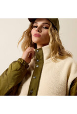 ARIAT JACKET WMS ARIAT SHERPA BLOCKED PARCHMENT MOSS GREEN