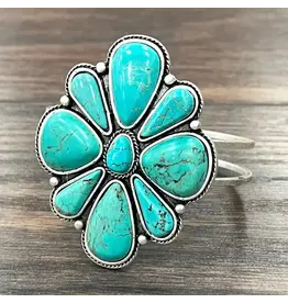 BRACELET HINGE LARGE  TURQUOISE CUFF 2.7"