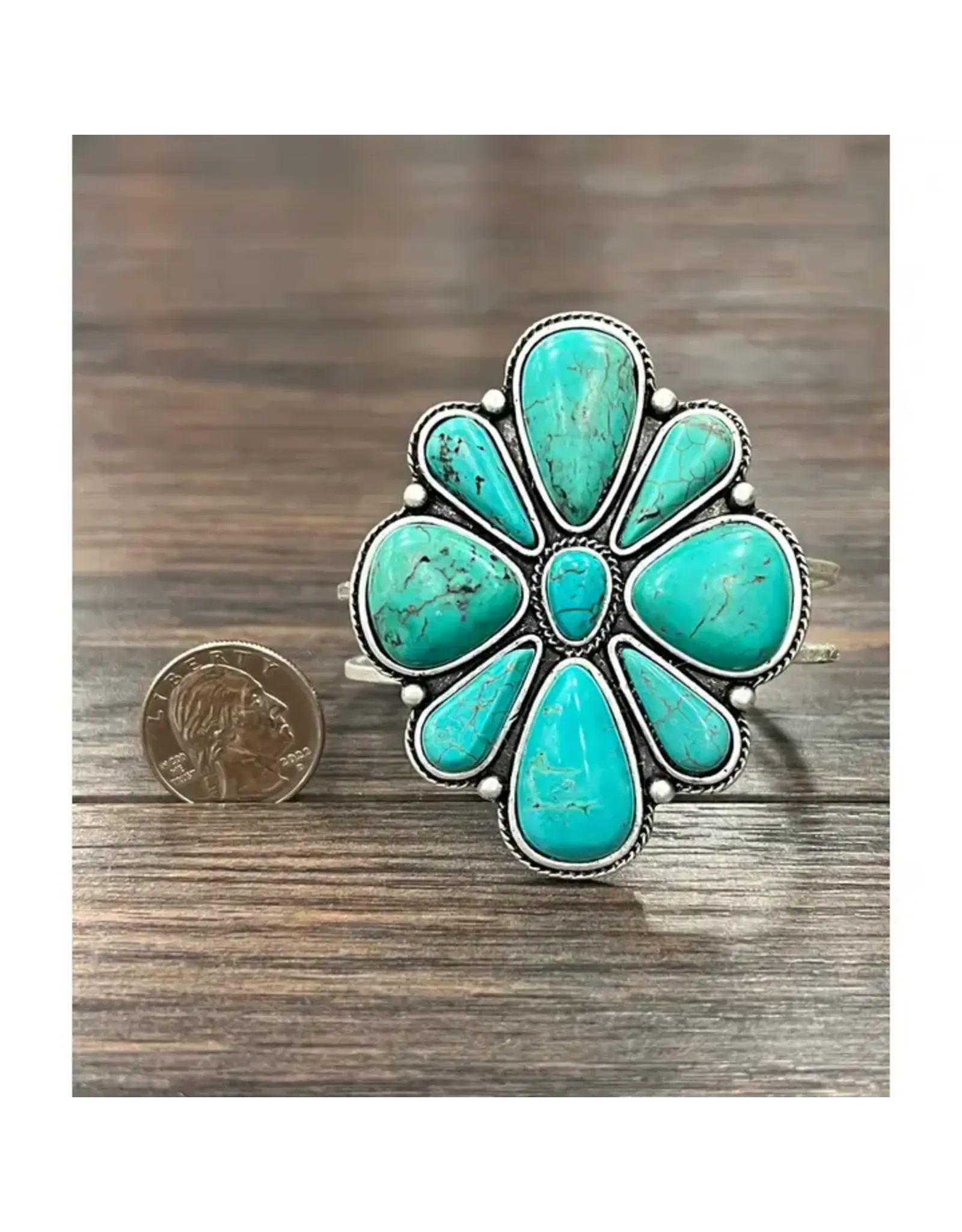 BRACELET HINGE LARGE  TURQUOISE CUFF 2.7"
