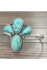 BRACELET CUFF BIG 2.2" WESTERN  TURQUOISE 1/2 CONCHO