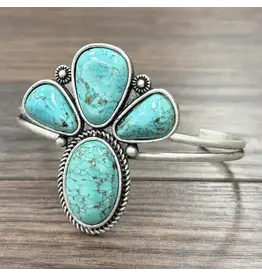 BRACELET CUFF BIG 2.2" WESTERN  TURQUOISE 1/2 CONCHO