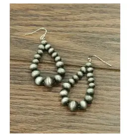 EARRING NAVAJO PEARL TEAR DROP HOOPS DANGLE