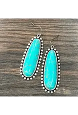 EARRINGS DANGLE OBLONG TURQUOISE STONES