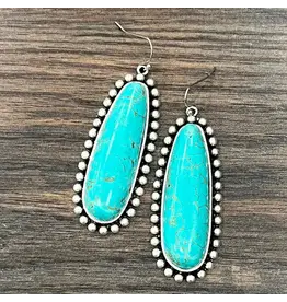 EARRINGS DANGLE OBLONG TURQUOISE STONES