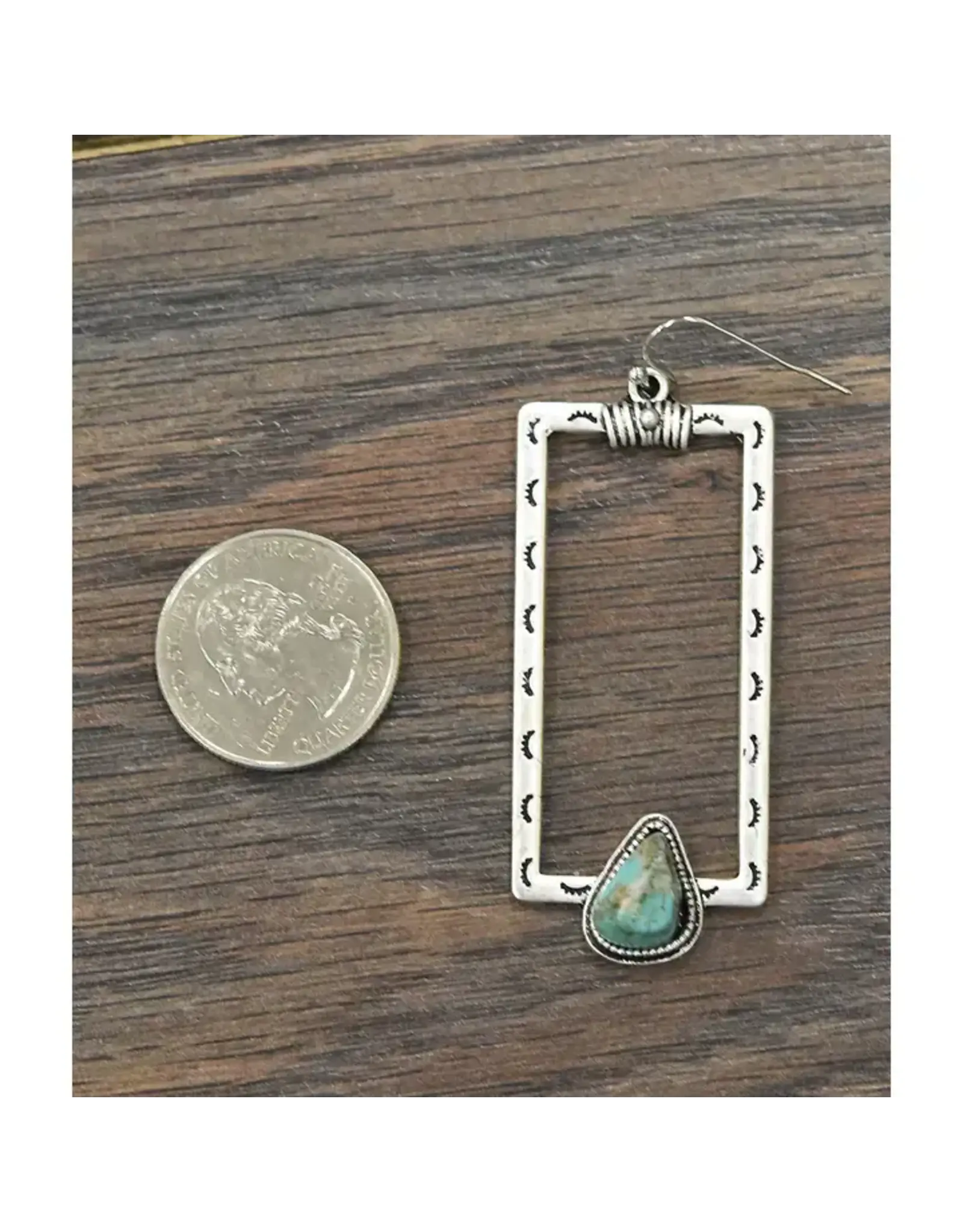 EARRINGS DANGLE BOHO CONCHO 2.2" RECTANGLE