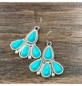 EARRINGS DANGLE 4 TURQUOISE TEARD DROP STONES