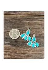 EARRINGS DANGLE 4 TURQUOISE TEARD DROP STONES