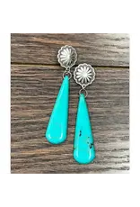 EARRINGS BIG DANGLE COCNHO STUD TURQUOISE SLAB