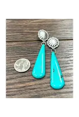 EARRINGS BIG DANGLE COCNHO STUD TURQUOISE SLAB
