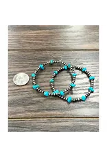 EARRINGS DANGLE HOOP NAVAJO PEARL TURQUOISE CHIPS