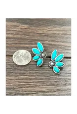 EARRING STUD 1/2 TURQUOISE FLOWER CONCHO CENTER