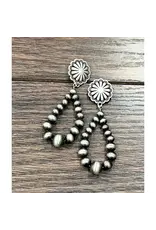 EARRING HOOP TEARDROP NAVAJO PEARL CONCHO STUD
